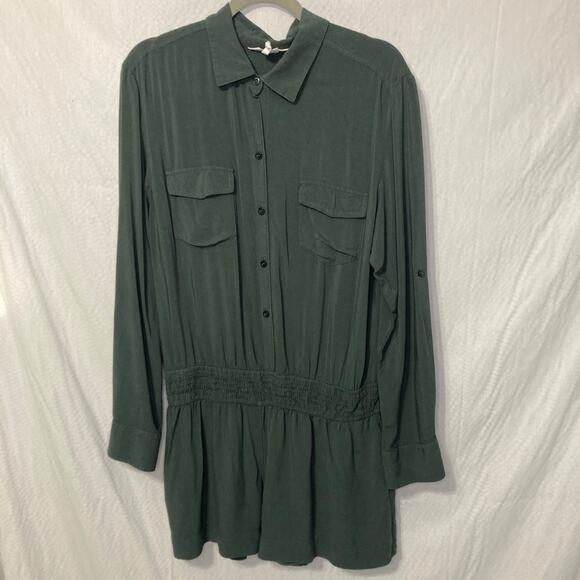 BCBGeneration Women's Size Large Long Sleeve  Olive Green Romper - Picture 1 of 6